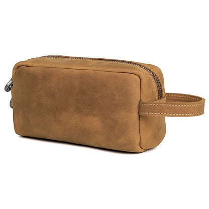 Elite Unisex Genuine Leather Travel Toiletry Bag - Versatile Clutch and Cosmetic Organizer