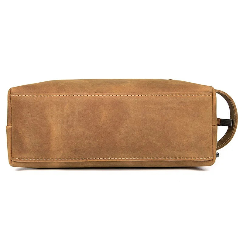 Elite Unisex Genuine Leather Travel Toiletry Bag - Versatile Clutch and Cosmetic Organizer