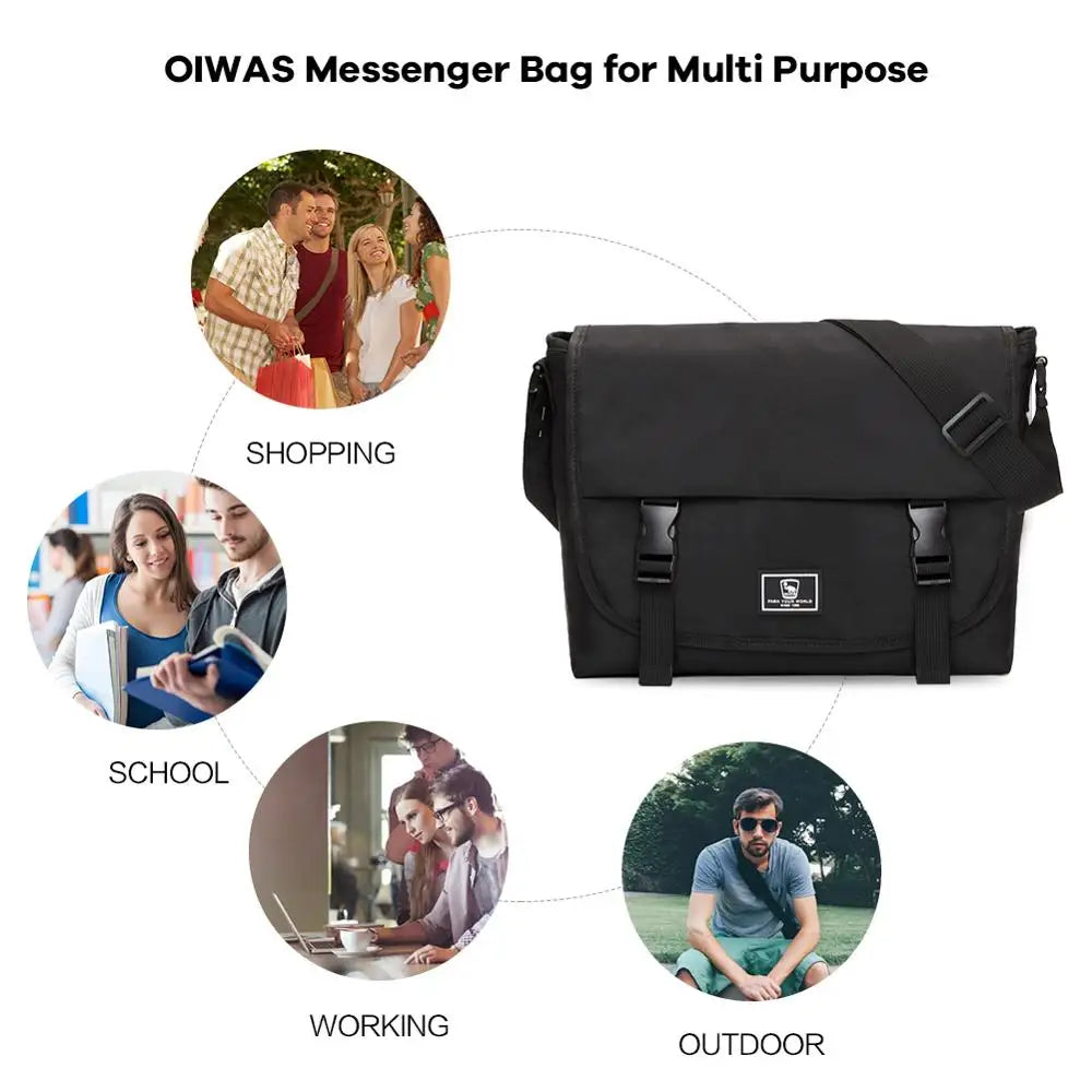 OIWAS Ultimate Men's Messenger Bag - Versatile 14" Laptop Canvas Pack for Business, Travel