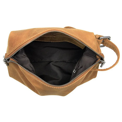 Elite Unisex Genuine Leather Travel Toiletry Bag - Versatile Clutch and Cosmetic Organizer