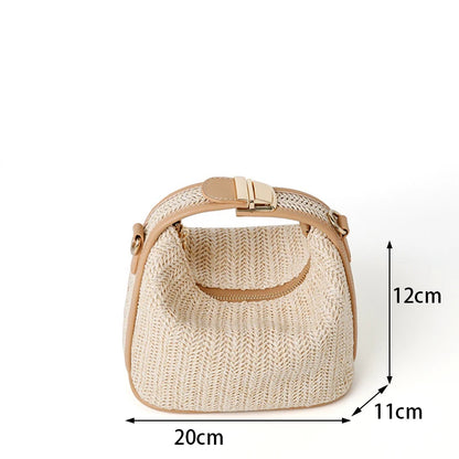 Trendy Woven Sun-Kissed Summer Straw Bucket Bag Ideal for Beach Days & Beyond