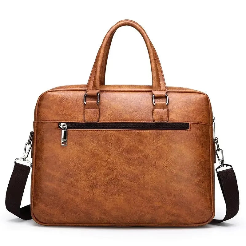 Luxury Leather Men's Handbag - Elite Briefcase and Messenger Bag for Laptops and A4 Documents