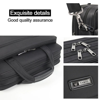 Dominance in Style: Large-Capacity Business Briefcase for 15.6" to 19" Laptops - Waterproof Canvas Document and Office Bag