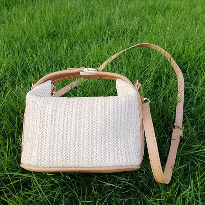 Trendy Woven Sun-Kissed Summer Straw Bucket Bag Ideal for Beach Days & Beyond