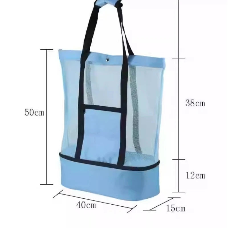 Waterproof High Capacity Double Layer Heat Preservation Mesh Picnic & Beach Storage Tote