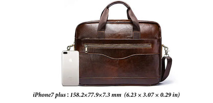 Humerpaul Premium Leather Men's Briefcase - Portable High-Quality Office & Travel Messenger Bag for Laptops