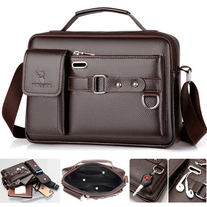 Sophisticated Anti-Theft Waterproof PU Versatile Business and Sports Tote for Men