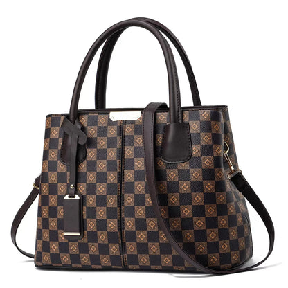 Versatile Elegance: Flower Plaid Handbag with Secure Zipper and Adjustable Strap for Every Occasion