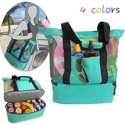 Waterproof High Capacity Double Layer Heat Preservation Mesh Picnic & Beach Storage Tote