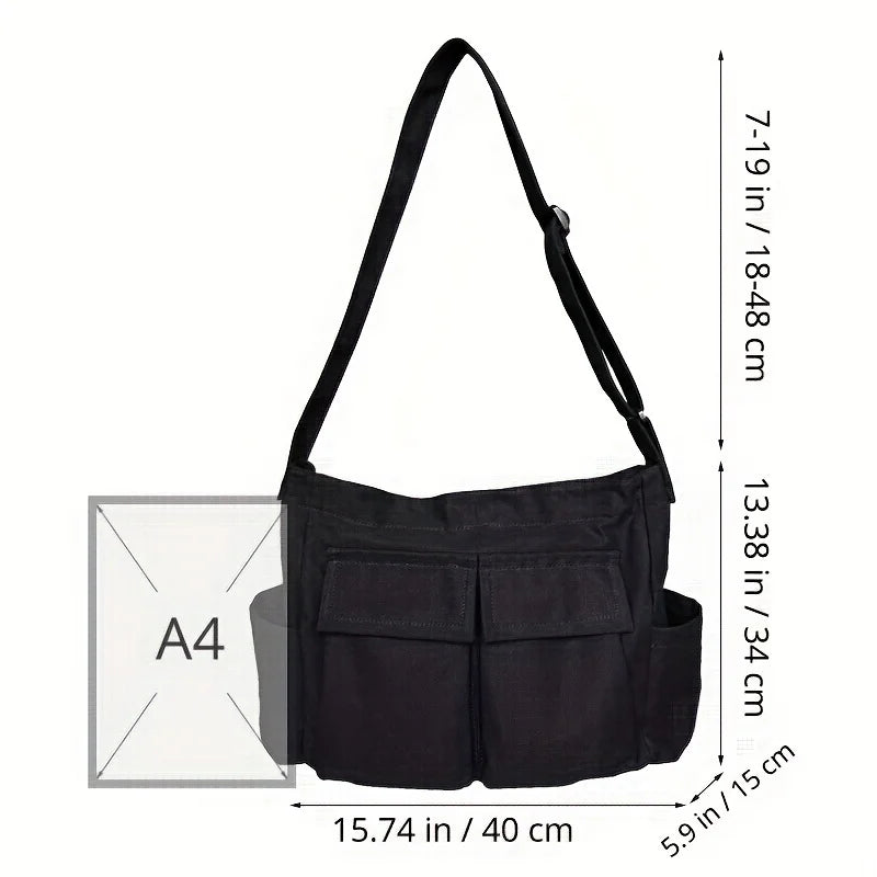 Retro Style Class Act Canvas Roomy Messenger Bag