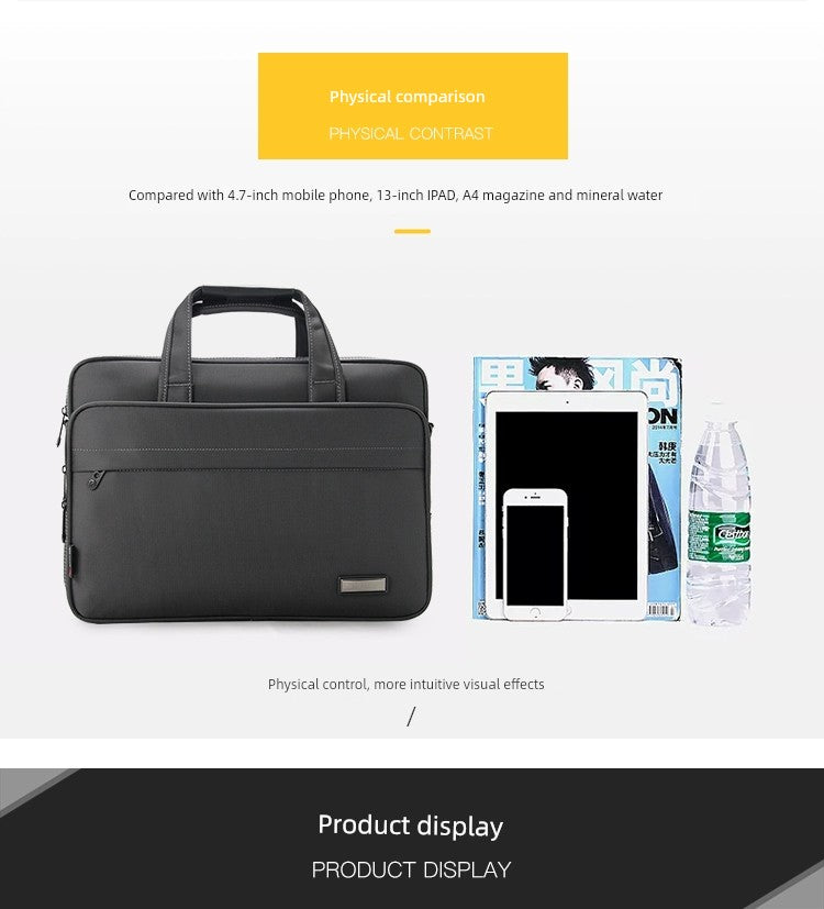 Essential Waterproof Business Canvas Satchel - Sleek 14-Inch Work Briefcase