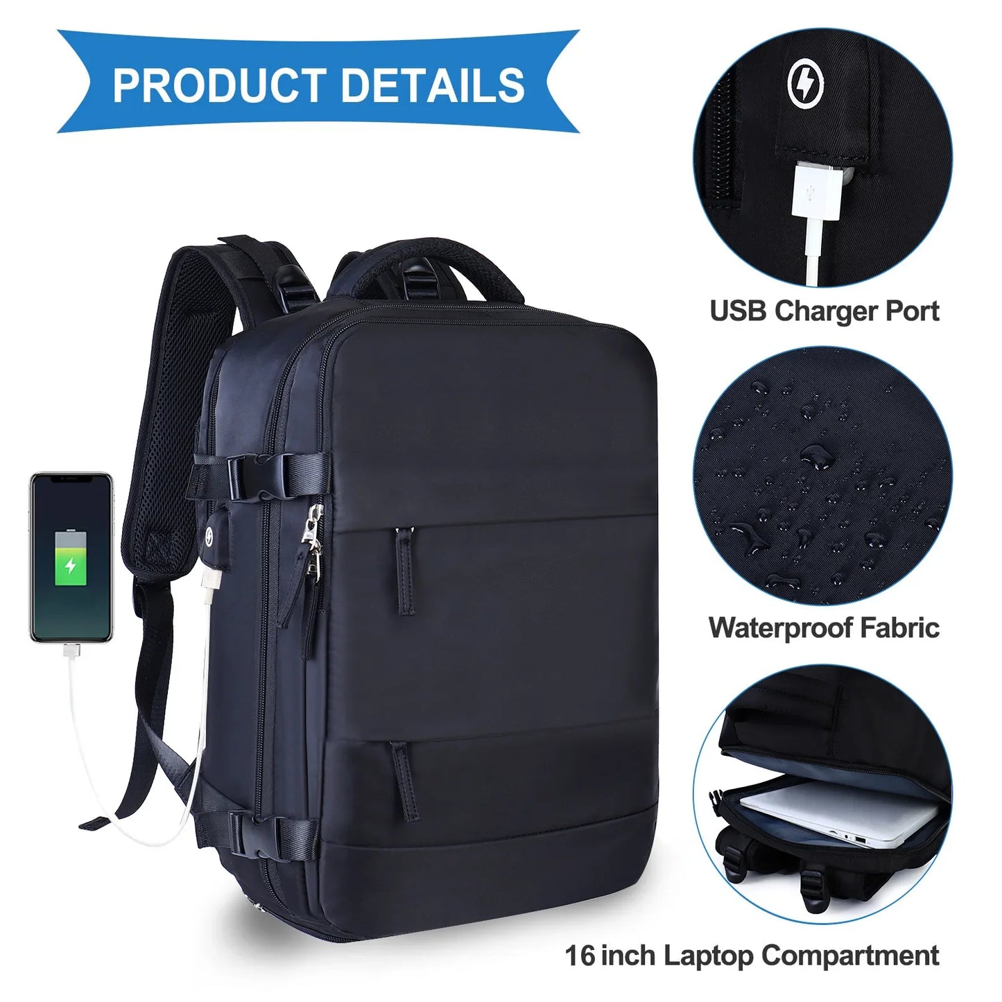 Fearless Travel: Airline-Approved Waterproof Anti-Theft Backpack - Ultimate Large Capacity Carry-On for Men