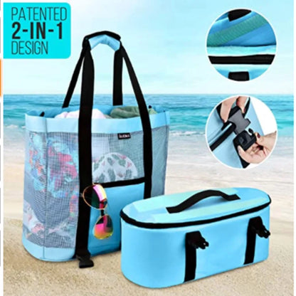 Waterproof High Capacity Double Layer Heat Preservation Mesh Picnic & Beach Storage Tote