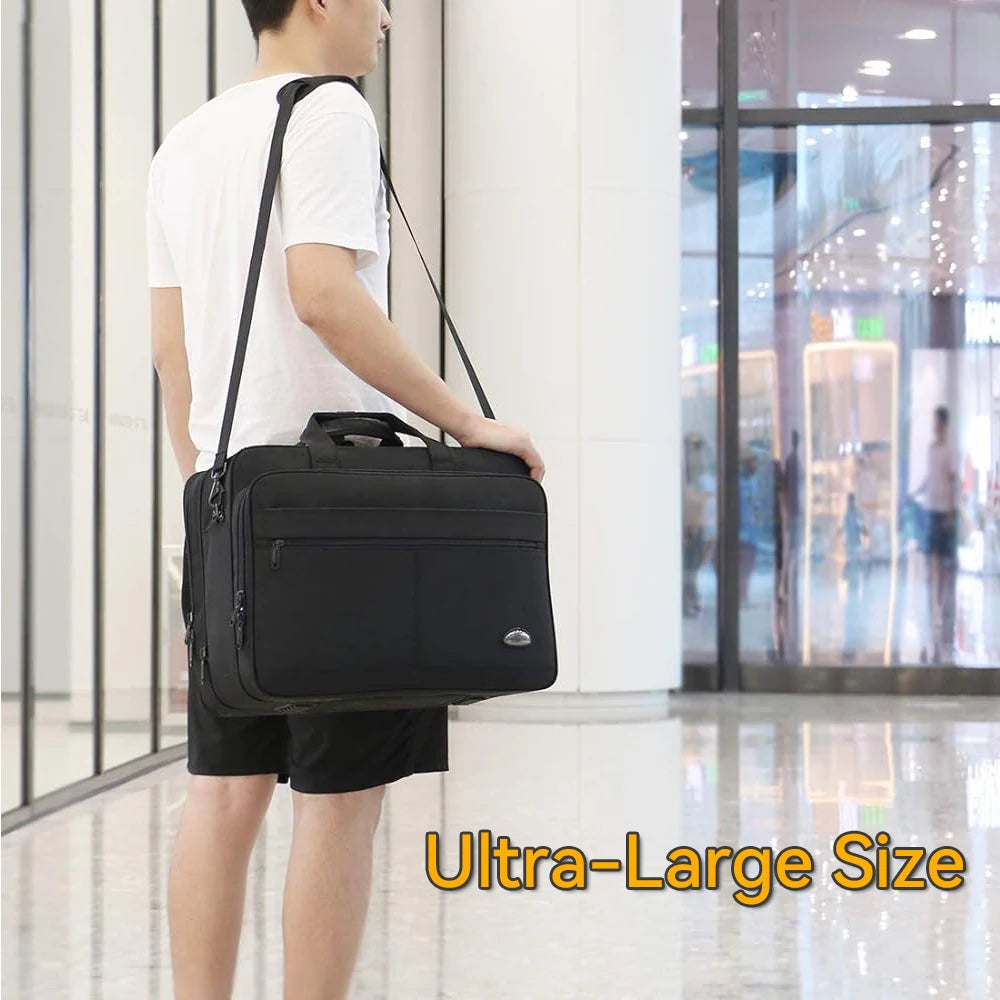 Ultimate Large Capacity Business Briefcase - Versatile 15.6"-19" Laptop Bag for Men, Stylish Canvas Messenger and Shoulder Bag