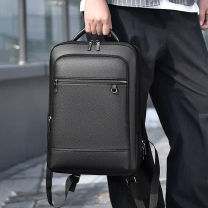 Sleek PU Leather Executive Backpack - Men's USB Charging Briefcase for Office, Travel, and Business