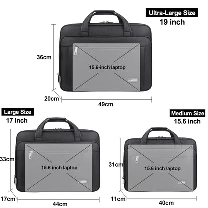 Dominance in Style: Large-Capacity Business Briefcase for 15.6" to 19" Laptops - Waterproof Canvas Document and Office Bag