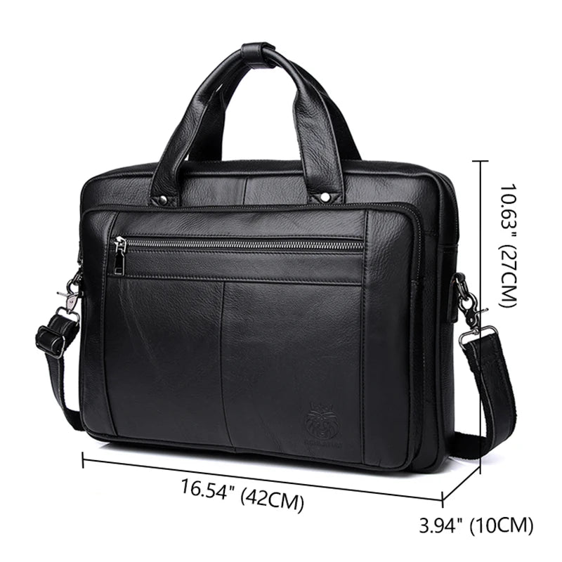 "SCHLATUM Luxury Men's Business Briefcase - Sleek 16" Genuine Leather Laptop & Office Bag