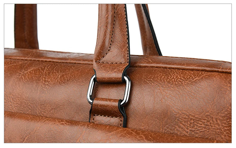 Luxury Leather Men's Handbag - Elite Briefcase and Messenger Bag for Laptops and A4 Documents