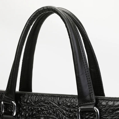 Sophisticated Genuine Crocodile Pattern Leather Briefcase