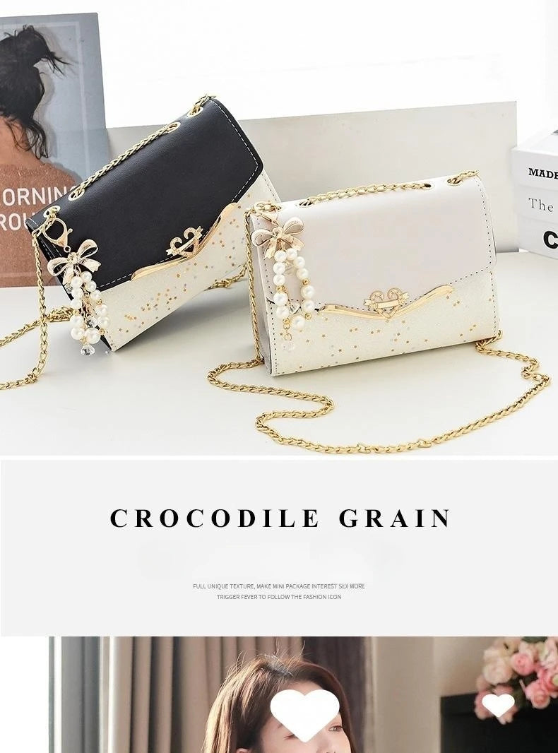 Trendy Small Square Crossbody Bag - Fashionable Tassel & Sequin Embellished Shoulder Bag