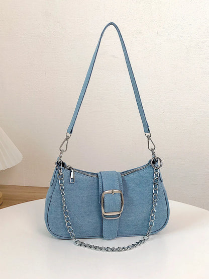 Stylishly Chic Small Denim Women's Canvas Shoulder Bag