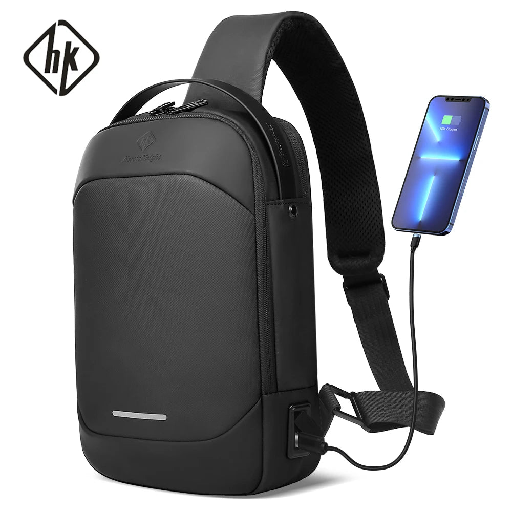 Sophisticated HK Multifunction Waterproof Fashionable Shoulder Messenger for Men, Fits 11” Devices