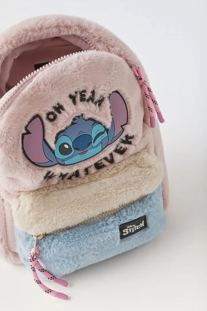 Disney Stitch Plush Children's Backpack - Cute & Fashionable Color Blocking Mini School Bag