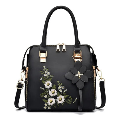 Floral Elegance: Trendy Zipper Handbag - Versatile Crossbody and Shoulder Bag for Work and Leisure