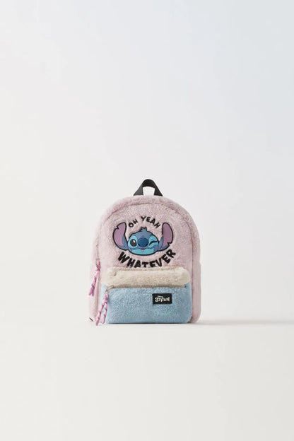 Disney Stitch Plush Children's Backpack - Cute & Fashionable Color Blocking Mini School Bag