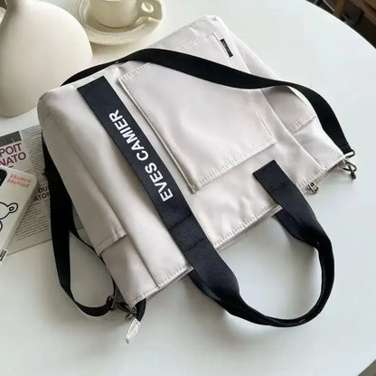 Stylish and Simple Canvas Large Capacity Waterproof Nylon Shoulder Bag