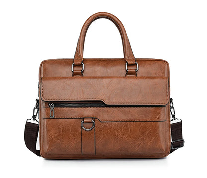 Luxury Leather Men's Handbag - Elite Briefcase and Messenger Bag for Laptops and A4 Documents