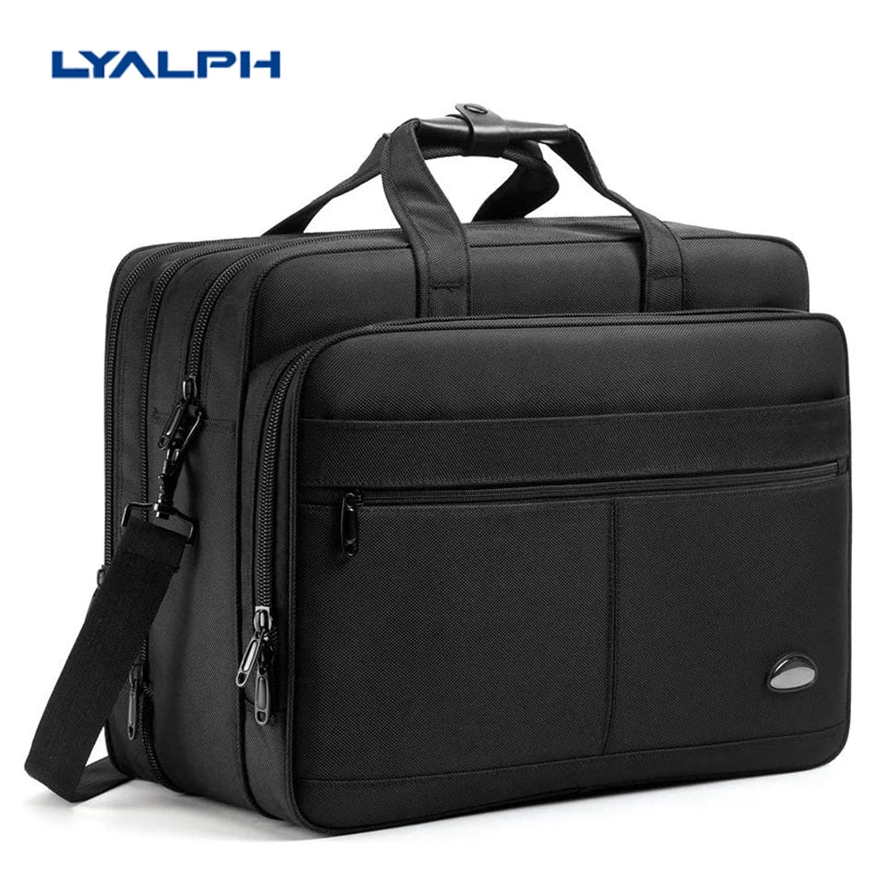 Ultimate Large Capacity Business Briefcase - Versatile 15.6"-19" Laptop Bag for Men, Stylish Canvas Messenger and Shoulder Bag