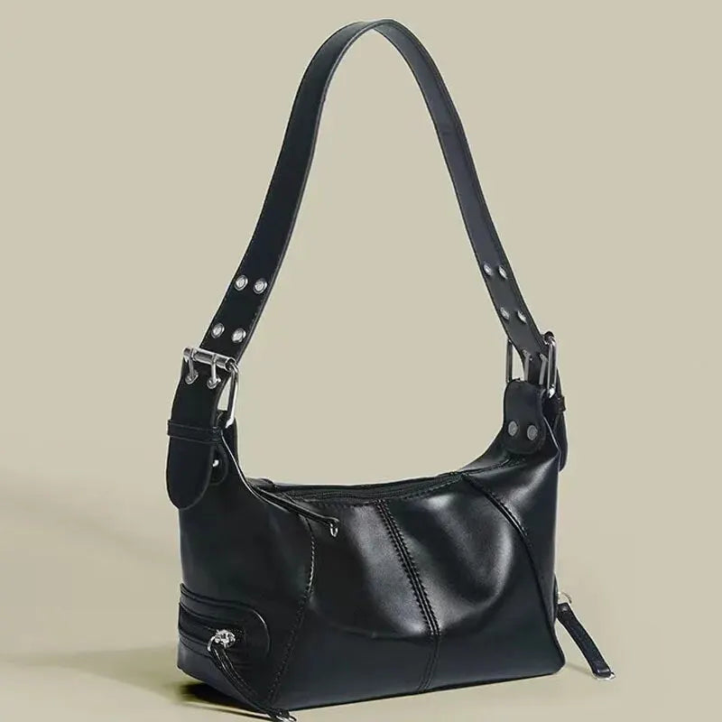 Sassy Underarm Style Leather Shoulder Handbag with Zipper