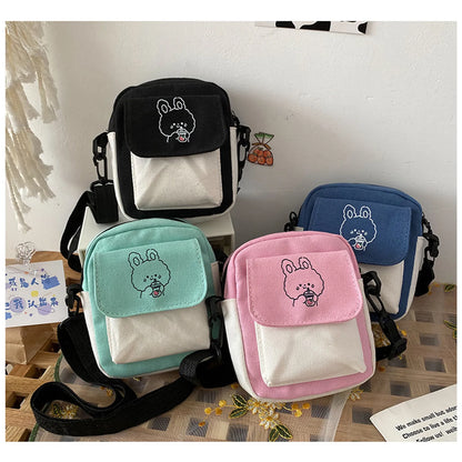 Charming Cartoon Rabbit Canvas Crossbody - Stylish Casual Handbag for Girl Students