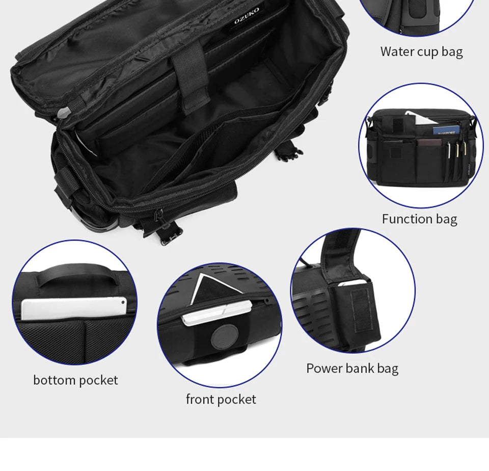 OZUKO High-Quality Men's Water-Resistant Fashion Shoulder Bag - Large Messenger for Short Trips and Outdoor Adventures