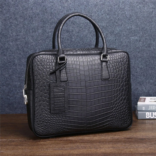 New Alligator Pattern Genuine Cow Leather Men's Briefcase