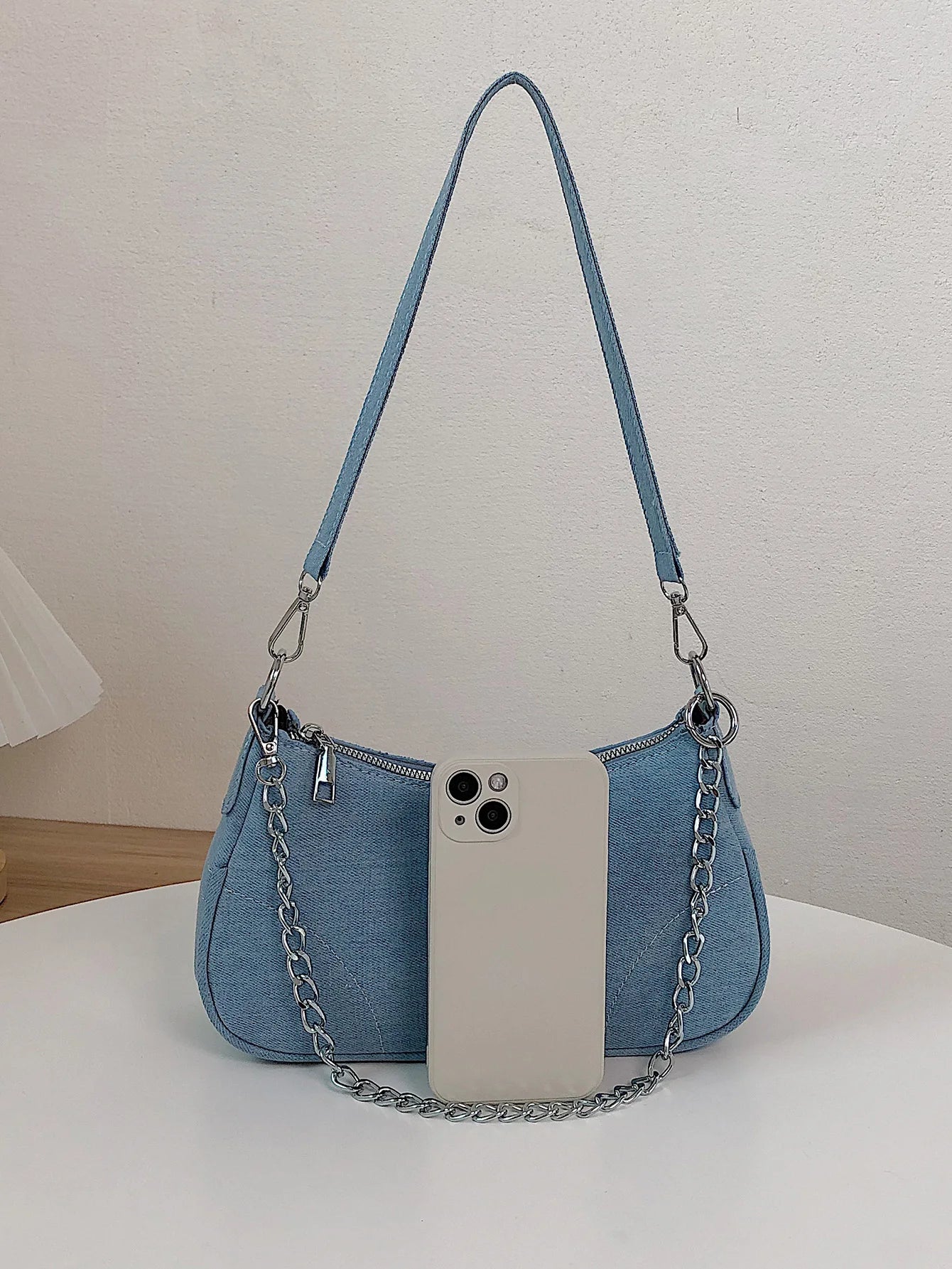 Stylishly Chic Small Denim Women's Canvas Shoulder Bag