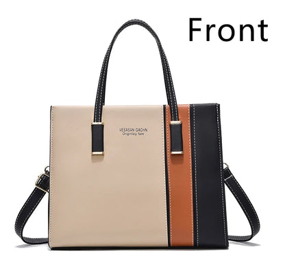 Elegant Large Capacity Patchwork Handbag with Adjustable Strap for Stylish Women