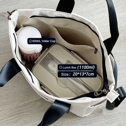 Stylish and Simple Canvas Large Capacity Waterproof Nylon Shoulder Bag