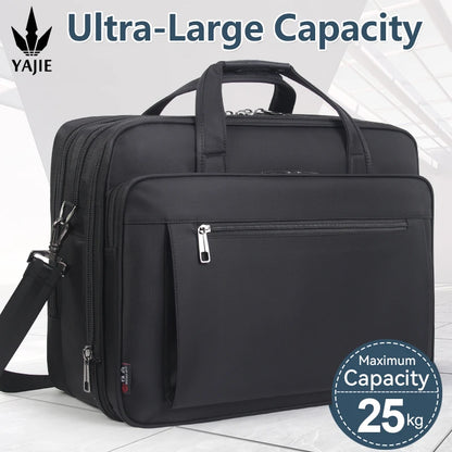 Dominance in Style: Large-Capacity Business Briefcase for 15.6" to 19" Laptops - Waterproof Canvas Document and Office Bag