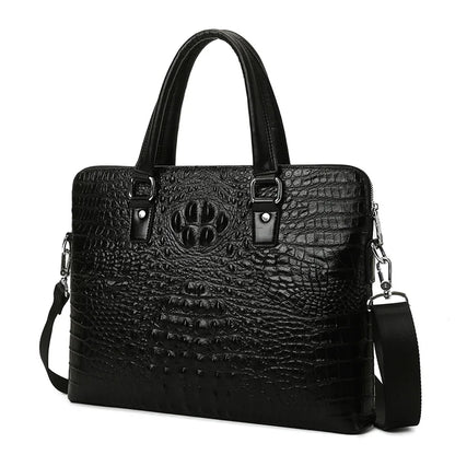 Sophisticated Genuine Crocodile Pattern Leather Briefcase