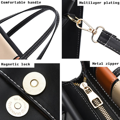 Elegant Large Capacity Patchwork Handbag with Adjustable Strap for Stylish Women