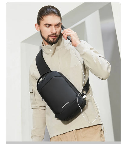 Sophisticated HK Multifunction Waterproof Fashionable Shoulder Messenger for Men, Fits 11” Devices