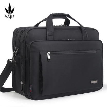 Dominance in Style: Large-Capacity Business Briefcase for 15.6" to 19" Laptops - Waterproof Canvas Document and Office Bag