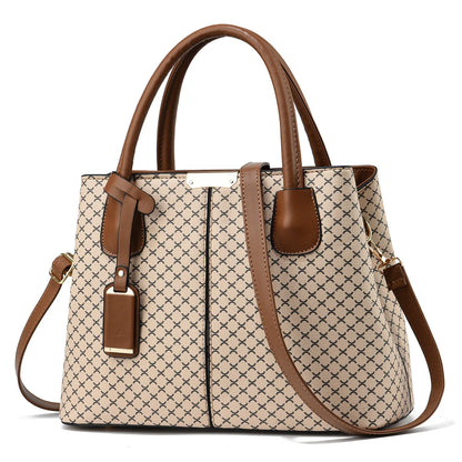 Versatile Elegance: Flower Plaid Handbag with Secure Zipper and Adjustable Strap for Every Occasion