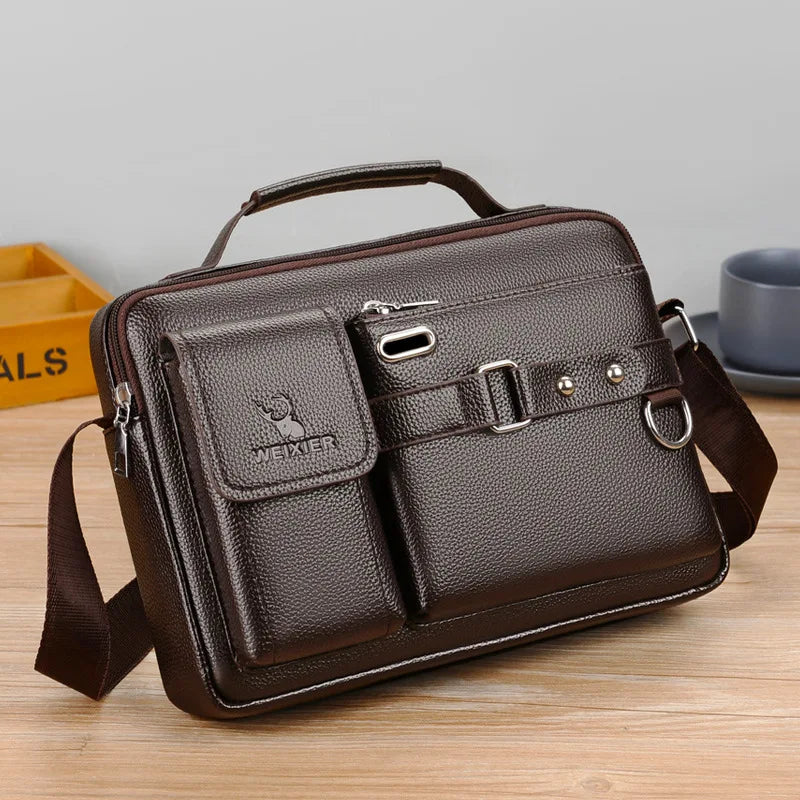 Sophisticated Anti-Theft Waterproof PU Versatile Business and Sports Tote for Men