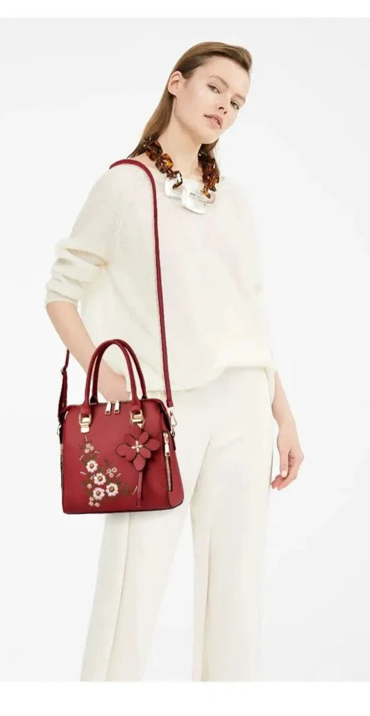 Floral Elegance: Trendy Zipper Handbag - Versatile Crossbody and Shoulder Bag for Work and Leisure