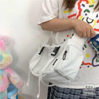 Elegant Japanese Harajuku Large Capacity Canvas Messenger Bag for Women