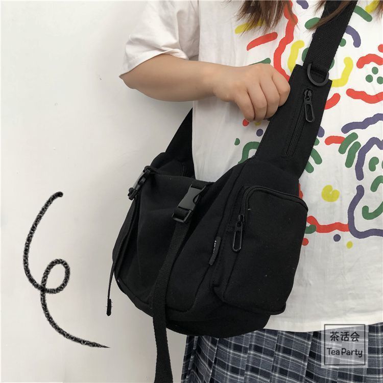 Elegant Japanese Harajuku Large Capacity Canvas Messenger Bag for Women