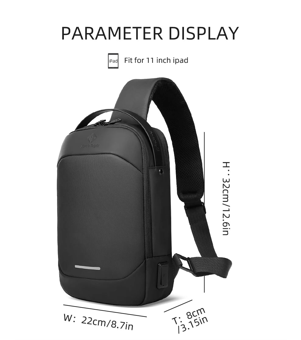 Sophisticated HK Multifunction Waterproof Fashionable Shoulder Messenger for Men, Fits 11” Devices